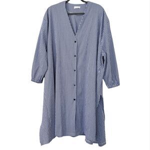 Ellazhu Gingham‎ Print Shirt Dress Size OSFA Lagenlook Mature